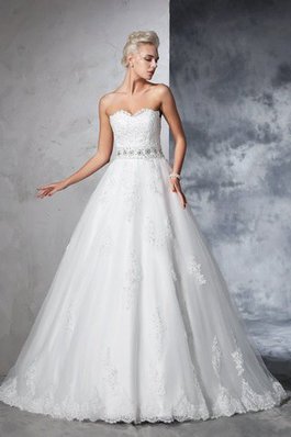 Abito da Sposa con Applique Coda A Strascico Cappella Senza Maniche Lungo Alta Vita