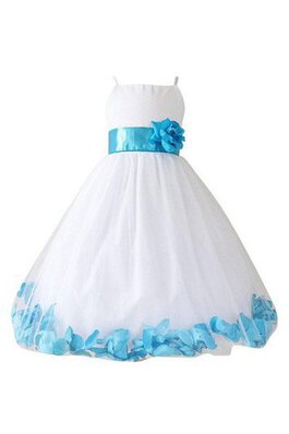 Robe de cortège enfant longueur mollet avec zip textile en tulle avec fleurs avec sans manches