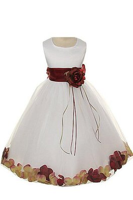 Robe de cortège enfant plissé avec broderie de col carré textile en tulle avec zip