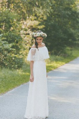 Vestido de Novia de Corte-A de Hasta el suelo de Escote con Hombros caídos