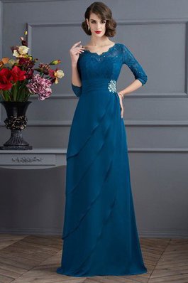 A-Line Chiffon Dreiviertel Länge Ärmeln Anständiges Bodenlanges Brautmutterkleid