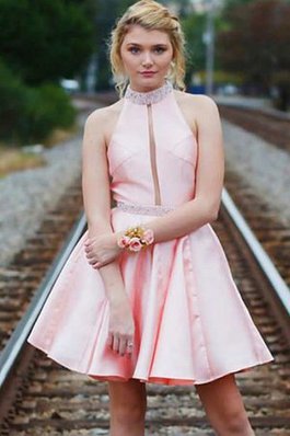 Prinzessin Ärmelloses Hoher Kragen Schön A Linie Cocktailkleid