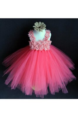 Abito da Cerimonia Bambini con Fiore Lupetto in Tulle Ball Gown alta vita con Piega