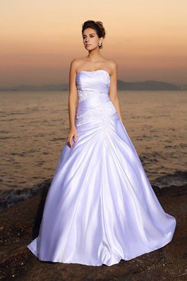 Robe de mariée distinguee longue avec perle de mode de bal de traîne moyenne