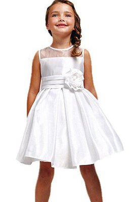 Ärmellos A-Line knielanges Blumenmädchenkleid mit Blume