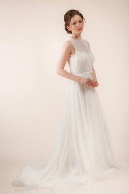 Robe de mariée simple avec gaze textile en tulle avec sans manches elevé