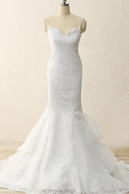 Robe de mariée pailleté avec zip en organza de sirène appliques