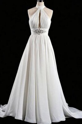 Robe de mariée sans dos manche nulle avec chiffon a-ligne en plage