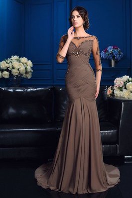 3 /4 Länge Ärmeln Chiffon Normale Taille Perlenbesetztes Anständiges Brautmutterkleid