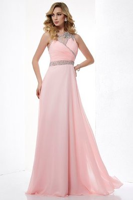 Prinzessin Chiffon Perlenbesetztes Ärmelloses Anständiges Abendkleid