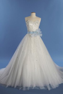 Vestido de Novia de Corte-A en Tul de Sala de Largo de Escote sin tirantes