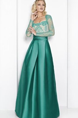 Robe de bal simple en satin de lotus avec manche longue ligne a