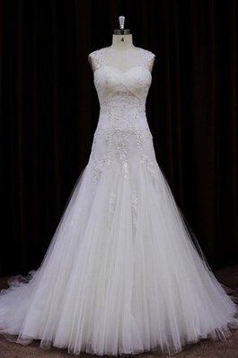 Abito da Sposa A-Line A Terra in Tulle a Sala Pomposo Lungo