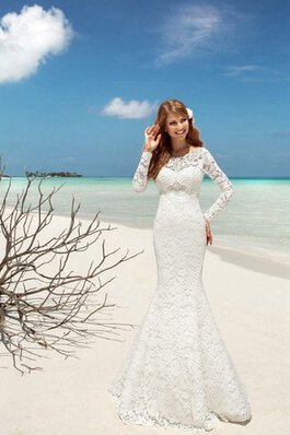 Seeküste lange Ärmeln Meerjungfrau Stil konservatives Elegantes Brautkleid mit Perlen
