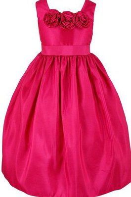 Ärmellos A-Line Empire Taille bodenlanges Blumenmädchenkleid mit Reißverschluss