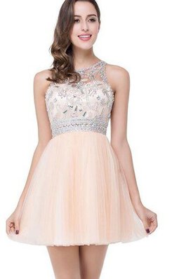 Abito Homecoming Cerniera Senza Maniche in Chiffon con Perline mini Elegante