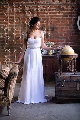 Robe de mariée décontracté fermeutre eclair avec ruban ceinture avec perle