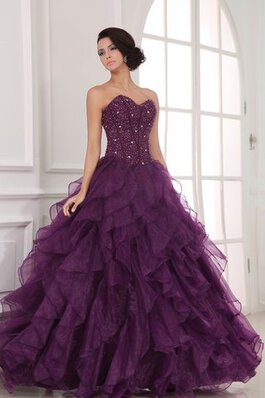 Abito dal Dolce Sedici A-Line Cuore con Perline in Organza con Increspature Ball Gown