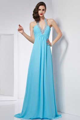 Robe de bal longue de traîne courte en chiffon manche nulle de princesse