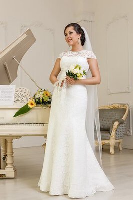 Robe de mariée facile jusqu'au sol col ras du cou avec lacets maillot