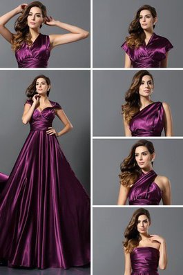 Seide wie Satin Prinzessin Ärmelloses Bodenlanges Brautjungfernkleid mit Drapierung