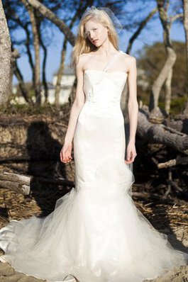 Abito da Sposa A Terra A-Line con Fusciacca con Piega Senza Maniche con Applique