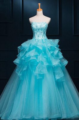 Herz-Ausschnitt Spitze Perlenbesetztes Quinceanera Kleid mit Rücken Schnürung mit Rüschen