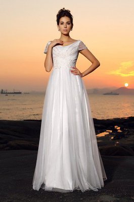 Abito da Sposa con Perline a Spiaggia Elegante A-Line Lunghi