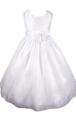 Robe de cortège enfant avec sans manches col u profond avec fleurs a-ligne