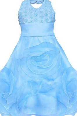 A-Linie Empire Taille Perlenbesetztes Ärmellos bodenlanges Blumenmädchenkleid