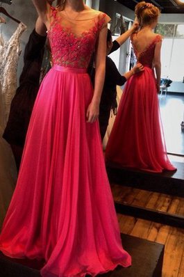 Vestido de Noche de Corte princesa en Gasa de Largo de Apliques de Hasta el suelo