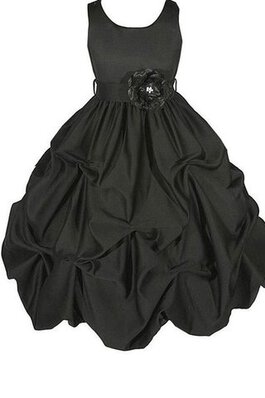 Ärmelloses Schaufel-Ausschnitt Blumenmädchenkleid mit Blume