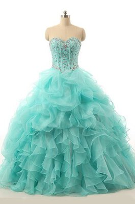 Organza Spitze Duchesse-Linie Reißverschluss Perlenbesetztes langes Quinceanera Kleid