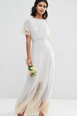 Chiffon Etui Schaufel-Ausschnitt knöchellanges Brautjungfernkleid mit Schleife mit Gürtel