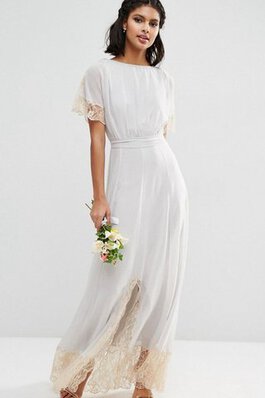 Chiffon Etui Schaufel-Ausschnitt knöchellanges Brautjungfernkleid mit Schleife mit Gürtel