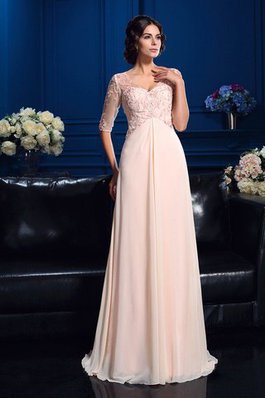 Robe mère de mariée longue en 1/2 manche v encolure en chiffon de traîne courte