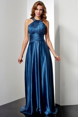 Empire Taille Reißverschluss Neckholder Ärmellos Abendkleid mit Rüschen