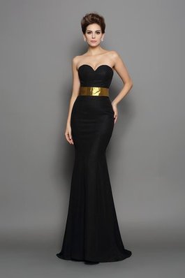 Robe de soirée sexy de sirène manche nulle ceinture en étoffe avec ruban