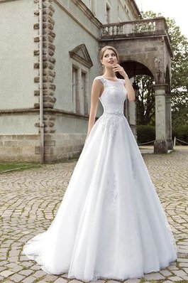 Robe de mariée plissage ligne a jusqu'au sol appliques cordon