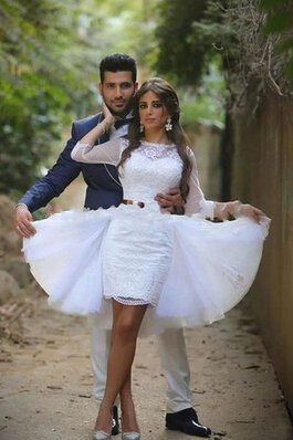 Vestido de Novia en Encaje de La mitad de manga de Joya de Espalda Descubierta