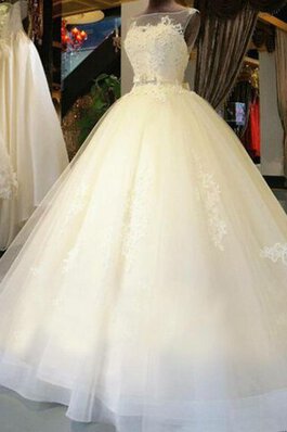 Organza Perlenbesetztes Duchesse-Linie bodenlanges Brautkleid mit Applikation