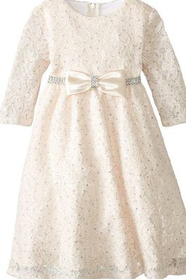 Spitze A-Linie Empire Taille Paillettenbesetztes Blumenmädchenkleid mit Perlen mit Bordüre