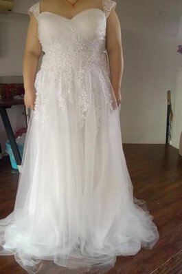 Clasico Vestido de Novia de Corte-A en Tul de Plisado de Abalorio