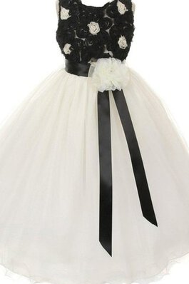 Robe de cortège enfant bref manche nulle de tour de ceinture empire avec nœud en chiffon