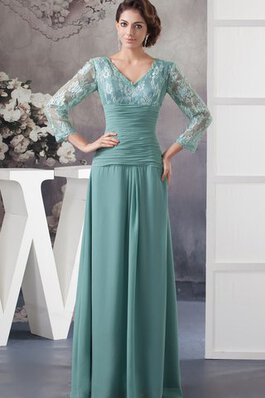 V-Ausschnitt Chiffon langes Abendkleid mit Applike