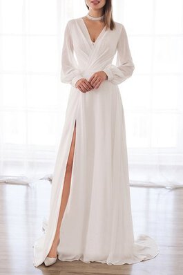 Robe de mariée avec manche longue en chiffon parfait humble romantique