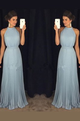 Plissiertes A Linie Natürliche Taile Anständiges Ballkleid aus Chiffon