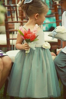 Abito da cerimonia bambini dolce naturale principessa in tulle a-line con fiore