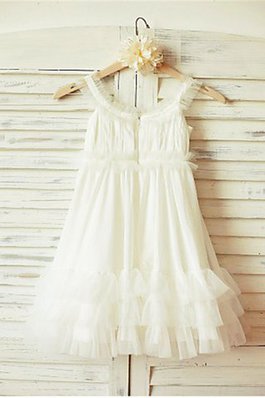 Robe de cortège enfant a-ligne avec fleurs avec chiffon de princesse de lotus