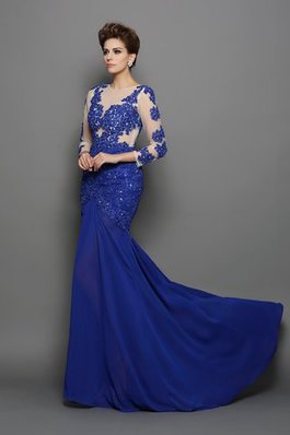 Robe de soirée longue vintage de sirène avec manche longue de traîne courte